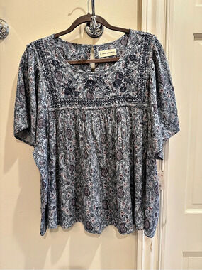 Lucky Brand Paisley Blouse in Blue & Purples